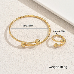 Stainless Steel Round Cuff Bangle & Rings for Women&nbsp;LY6022