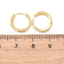 女性用スターリングシルバーテクスチャフープピアス925個  ゴールドカラー  12.5x2mm&nbsp;EJEW-K317-05G