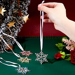 4Pcs 4 Colors Snowflake Alloy Pendant Decorations&nbsp;HJEW-FH0001-84