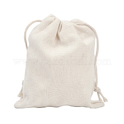 長方形のキャンバスパッキングポーチ  空白の巾着袋  古いレース  12x9.5x0.3cm&nbsp;OP-K003-9x12-01