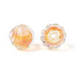 テクスチャ加工された内側の花、手作りのランプワークビーズ  ラウンド  オレンジ  12mm  穴：1.5mm  約20個/連&nbsp;LAMP-T024-07F