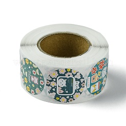 漫画の模様の紙のギフトステッカーロール  DIYスクラップブッキング用ラウンド  花  25mm  500本/ロール。&nbsp;DIY-R083-03D