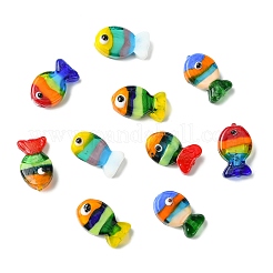 10個5色手作りランプワークビーズ  魚  ミックスカラー  20~21x12~13x7.5~9.5mm  穴：1.5~1.6x1.5~2.5mm  2個/カラー&nbsp;LAMP-CJ0002-95