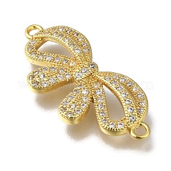 Rack Plating Brass Micro Pave Clear Cubic Zirconia Connector Charms&nbsp;KK-G500-05G