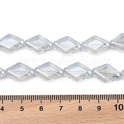 電気メッキガラスビーズセット  菱形  ライトグレー  15x10x5mm  穴：1mm  約43個/連  25.39''（64.5センチメートル）&nbsp;EGLA-B010-01A-PL02