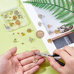 304ステンレススチールスタッドピアス金具24個  カン付き  混合形状  40個のプラスチック製イヤーナット付き  ゴールデン·ステンレス鋼色  13~18x10.5~15mm  穴：1mm  ピン：0.7mm&nbsp;STAS-DC0017-03