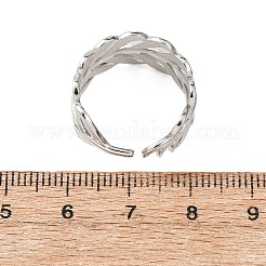 304ステンレススチールカフオープンリング  羽  ステンレス鋼色  11mm  usサイズ7 1/4(17.5mm)&nbsp;RJEW-P191-01P