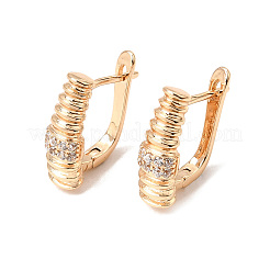 Brass Micro Pave Cubic Zirconia Hoop Earrings&nbsp;KK-CBACA55-08G