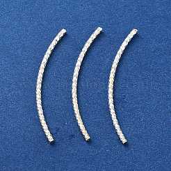 925 スターリングシルバー カーブ チューブ ビーズ  テクスチャ  銀  35x1.5mm  穴：0.7mm  27個/ 10g&nbsp;LS-STER-H112-07B