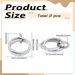 2Pcs 304 Stainless Steel Interlocking Ring Pendants&nbsp;STAS-LP0002-84P