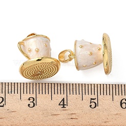 真鍮エナメル3Dカップチャーム  18KGP本金メッキ  ホワイト  14x14mm  穴：3x4mm&nbsp;KK-I371-36G-01