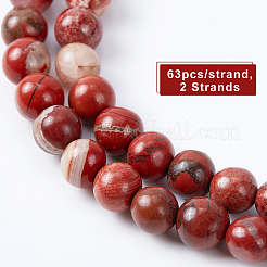 Natural Red Jasper Round Bead Strands&nbsp;G-OC0001-68