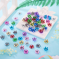 UVメッキABSビーズキャップ100個  花  ミックスカラー  17.5x16x7.5mm  穴：5mm&nbsp;OACR-TA0001-74