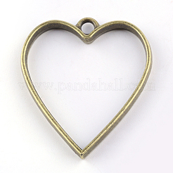 Rack Plating Alloy Heart Open Back Bezel Pendants&nbsp;PALLOY-S047-12F-FF