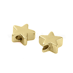 ラックメッキ真鍮製ビーズ  長持ちメッキ  カドミウムフリー＆鉛フリー  スター  18KGP本金メッキ  6x6x2.5mm  穴：1mm&nbsp;KK-C056-08A-G