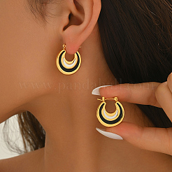 Moon Stainless Steel Hoop Earrings&nbsp;JD2482-2
