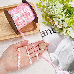 プラスチックスパンコールビーズ  スパンコールビーズ  装飾アクセサリー  フラットラウンド  ピンク  6mm  100ヤード/ロール&nbsp;FIND-WH20002-34E