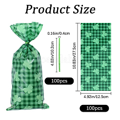 Rectangle Shamrock Clover Print Plastic Cookies Packing Pouches&nbsp;ABAG-WH0038-35B