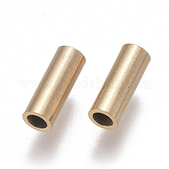 イオンプレーティング（IP）304ステンレス鋼チューブビーズ  ゴールドカラー  8x3mm  穴：2mm&nbsp;STAS-F224-01G-C