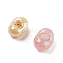 ガラスビーズ  オーバル  DIYブレスレットアクセサリー  ピンク  4x3x2mm  穴：0.8mm&nbsp;GLAA-U003-01E