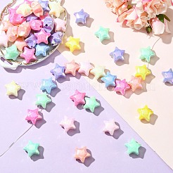 不透明なアクリルビーズ  虹メッキ  スター  ミックスカラー  19x19x11.5mm  穴：3mm&nbsp;FIND-CJC0010-88