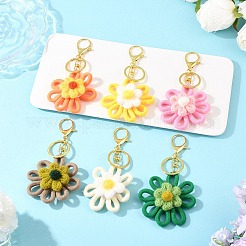 6Pcs Woven Costume Flower Keychains&nbsp;KEYC-JKC01434