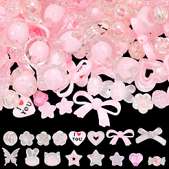 160 個 16 スタイル混合スタイルアクリルビーズ  混合図形  ピンク  9~25x10~34x5.5~14.5mm  穴：1~3.5mm  10個/スタイル&nbsp;OACR-PA0001-77E