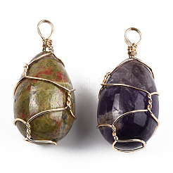 Natural & Synthetic Mixed Gemstone Pendants&nbsp;G-N326-151LG