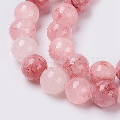 天然カラフルなグリーンジェイドのビーズの連  染め  ラウンド  ミスティローズ  10mm  穴：1.4mm  約39個/連  15.7インチ（40cm）&nbsp;X-G-G757-02-10mm