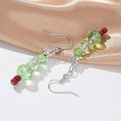 Christmas Glass Beads Dangle Earrings&nbsp;X-EJEW-JE01624