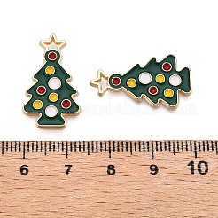メッキ合金エナメルチャームラック  カドミウムフリー＆ニッケルフリー＆鉛フリー  クリスマスツリー  濃い緑  24x13x1.5mm  穴：2mm&nbsp;ENAM-T011-150