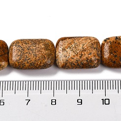 天然石ピクチャージャスパービーズ連売り  長方形  18x13.5x5.5mm  穴：1.2mm  約22個/連  15.75インチ（40cm）&nbsp;G-T047-B07-01