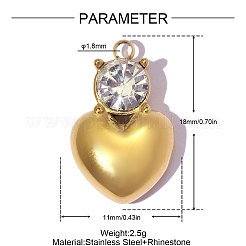 304 Stainless Steel with Crystal Rhinestone Pendants&nbsp;RB-OY001-15G