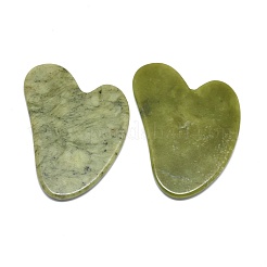 天然中国翡翠瓜沙板  スクラップマッサージツール  グアシャフェイシャルツール  ハート  80~82.5x59~62.5x4~6mm&nbsp;G-H268-B01-B