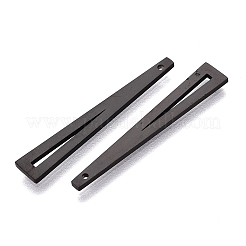304ステンレスペンダント  三角形のチャーム  ブラック  31x5x1mm  穴：0.9mm&nbsp;STAS-G318-03EB