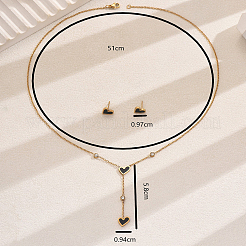 201 Stainless Steel Rhinestones Lariat Necklace & Stud Earring Set&nbsp;BF5135