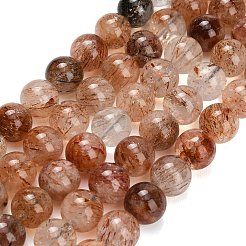 Natural Black Gold Rutilated Quartz Beads Strands&nbsp;G-L657-B02-12mm