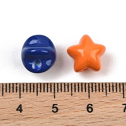 ベーキングペイント不透明アクリルビーズ  スター  ミックスカラー  11x11x10mm  穴：2mm&nbsp;AC-CBA9EC7-02