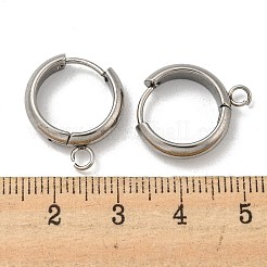 変色しにくい201ステンレススチール製ハギーフープピアス金具  水平ループと316サージカルステンレススチールピン付き  ステンレス鋼色  16x4mm  穴：2.5mm  ピン：1mm&nbsp;STAS-P283-01W-P