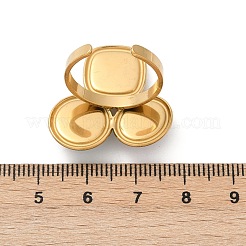 304ステンレススチール製調節可能なカフリング  3色の石  ゴールドカラー  25x25.5mm  内径：18mm&nbsp;RJEW-S629-05G