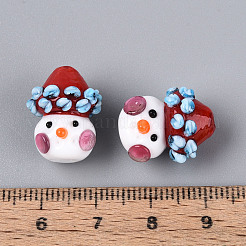 クリスマスの手作りランプワークビーズ  雪だるま  ファイヤーブリック  16.5~19x13~15x13.5~16mm  穴：1~1.6mm&nbsp;LAMP-T022-29A
