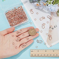 チベットスタイルのフックとアイの留め具100個  ローズゴールド  フック：12x20.5mm  目：7.5mm  穴：5mm&nbsp;FIND-GO0003-01RG