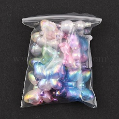 10 個の UV メッキレインボー虹色アクリルビーズ  グラデーションビーズ  蝶  ミックスカラー  30x29x10mm  穴：2mm&nbsp;OACR-YW0003-68