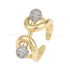 Brass Micro Pave Cubic Zirconia Adjustable Cuff Rings&nbsp;RJEW-C140-11G