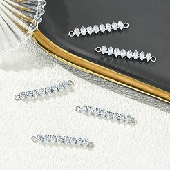 SHEGRACE Brass Pave Clear Cubic Zirconia Connector Charms&nbsp;XGRQ3P157-642P