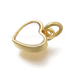 Brass & Natural Shell Heart Charms&nbsp;KK-D431-025B-01G