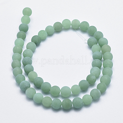 天然石グリーンアベンチュリンビーズ連売り  艶消し  ラウンド  8mm  穴：1mm  約44~47個/連  14.7インチ（37cm）&nbsp;X-G-G748-08-8mm