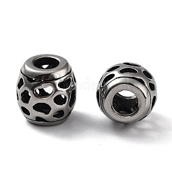 316サージカルステンレスビーズ  バレル  アンティークシルバー  9.7x9.5mm  穴：3.9mm&nbsp;STAS-K276-10A-AS