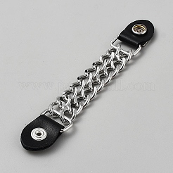 合成皮革と合金のバックル  ベスト延長チェーン  プラチナ  179x27.5x7.5mm&nbsp;AJEW-WH0752-500