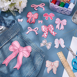 12Pcs 12 Styles Bowknot Polyester Embroider Thread Iron on/Sew On Patches&nbsp;PATC-AR0001-15